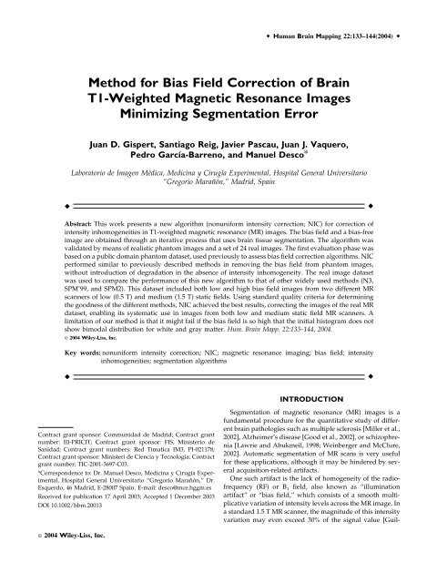 Method for Bias Field Correction of Brain T1-Weighted Magnetic ...