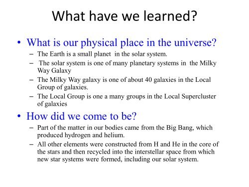 Chapter 1 Our Place in the Universe - Astronomy