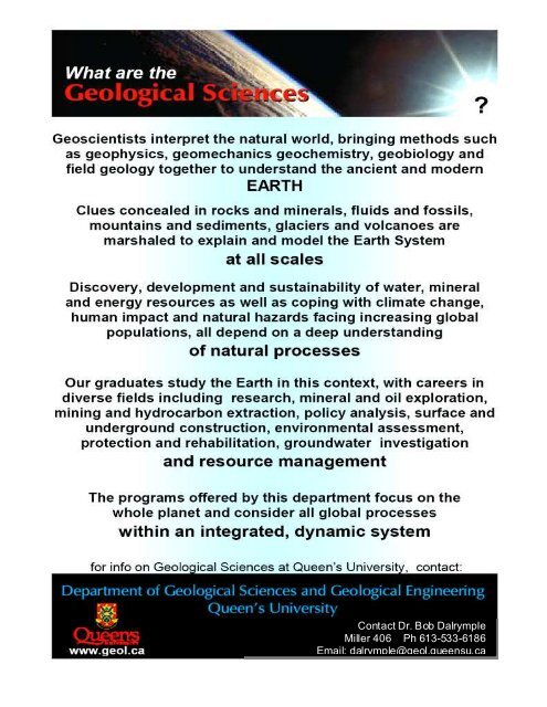 Geosciences Program Brochure - Queen's University