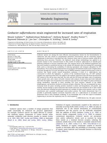 Geobacter sulfurreducens strain engineered for increased rates of ...