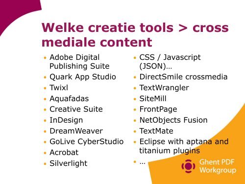 Cross media workflows - Ghent Workgroup