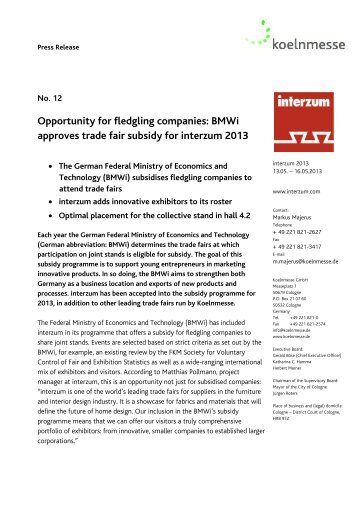 BMWi - trade fair subsidy for interzum 2013 (pdf)