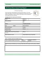 Silver Award Final Report Form - Girl Scouts San Diego