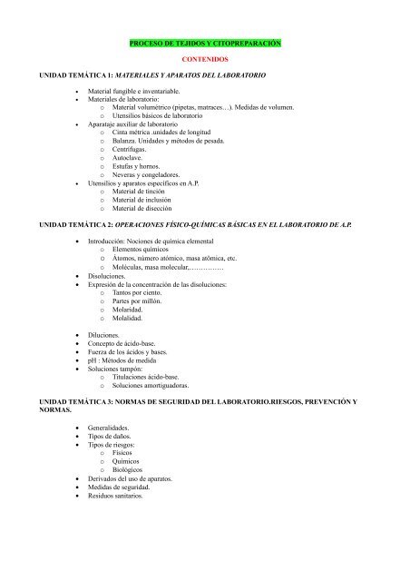 PROCESO DE TEJIDOS Y CITOPREPARACIÃN CONTENIDOS ...