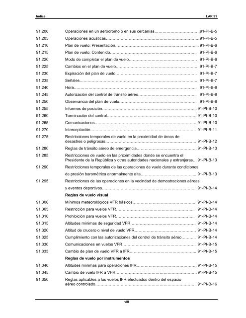 Reglamento AeronÃ¡utico Latinoamericano LAR 91 Reglas ... - ICAO