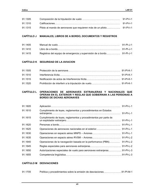 Reglamento AeronÃ¡utico Latinoamericano LAR 91 Reglas ... - ICAO