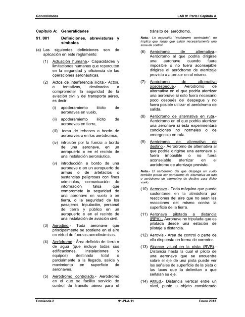 Reglamento AeronÃ¡utico Latinoamericano LAR 91 Reglas ... - ICAO