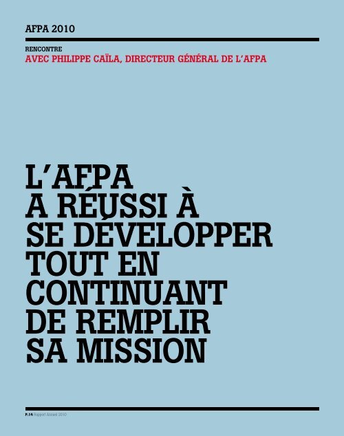 Afpa 2010 - Rapport annuel - Centre Inffo