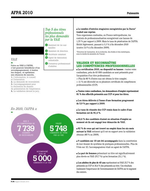 Afpa 2010 - Rapport annuel - Centre Inffo