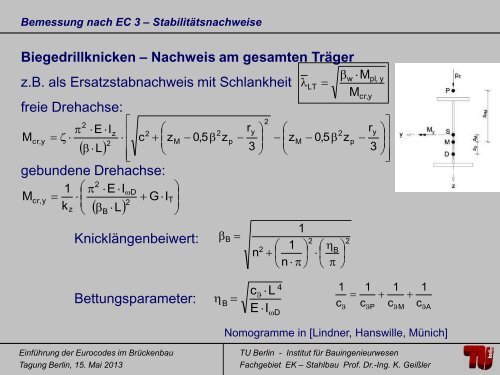 Prof. Dr.-Ing. Karsten GeiÃler StahlbrÃ¼cken EC3-2 im ... - VSVI