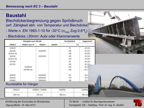 Prof. Dr.-Ing. Karsten GeiÃler StahlbrÃ¼cken EC3-2 im ... - VSVI