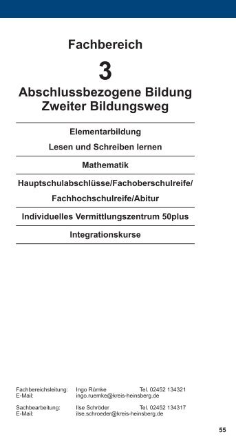 Fachbereich 3 Grundbildung - Zweiter Bildungsweg - VHS Heinsberg