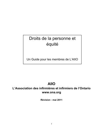 Droits de la personne et Ã©quitÃ© - Ontario Nurses' Association