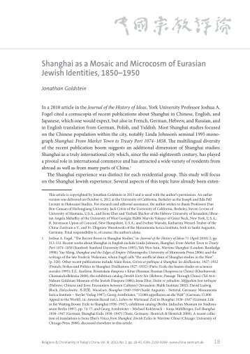 Shanghai as a Mosaic and Microcosm of ... - China Zentrum eV
