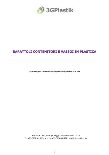 Contenitori in plastica - 3GPlastik