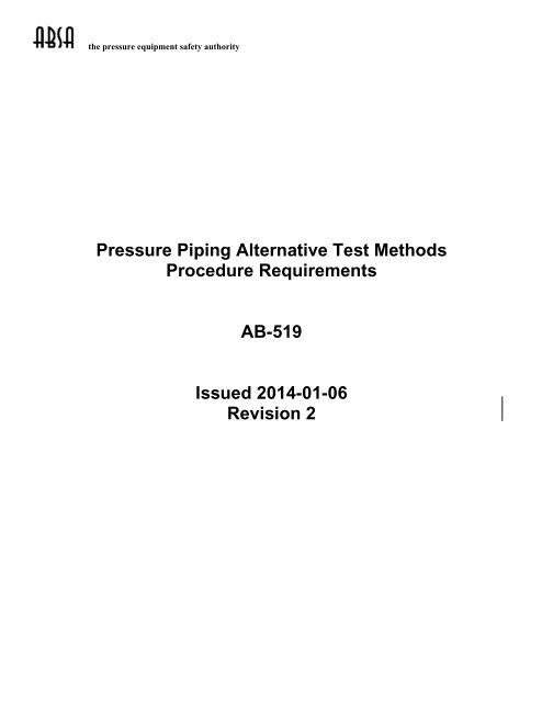 AB-519, Alternative Test Methods Procedure Requirements - ABSA