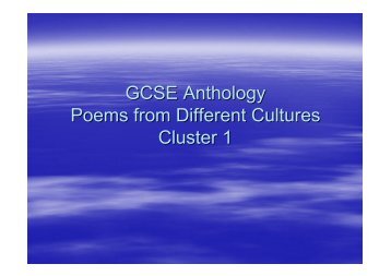 GCSE Anthology Poems from Different Cultures Cluster 1