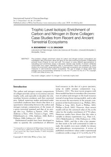 Trophic level isotopic enrichment of carbon and nitrogen in bone ...