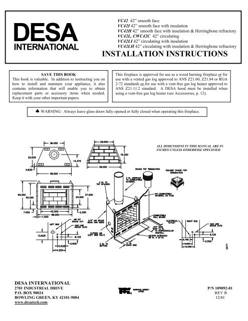 Installation Instructions Desa International