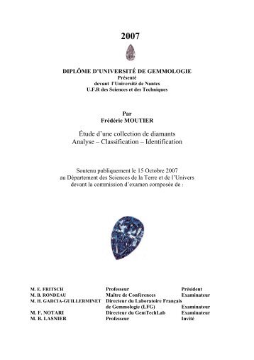 Etude d'une collection de diamants - GemNantes