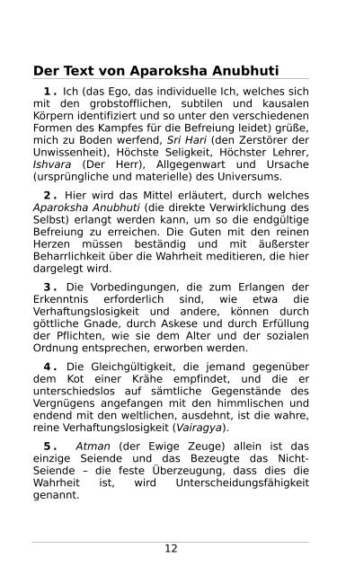 Aparoksha Anubhuti_Die direkte Verwirklichung des Selbst_Übersetzung von Clemens Vargas Ramos