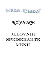 JELOVNIK SPEISEKARTE MENU - Mirjana Rastoke