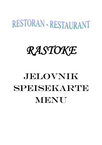 JELOVNIK SPEISEKARTE MENU - Mirjana Rastoke