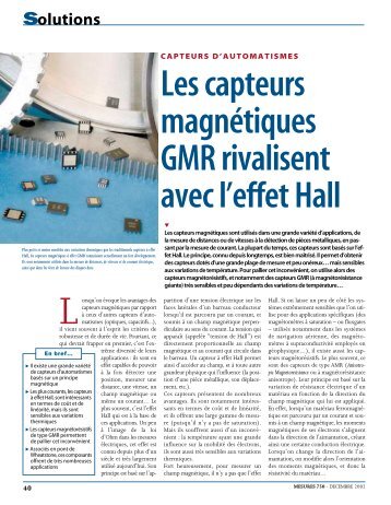 Les capteurs magnÃ©tiques GMR rivalisent avec l'effet Hall - Mesures