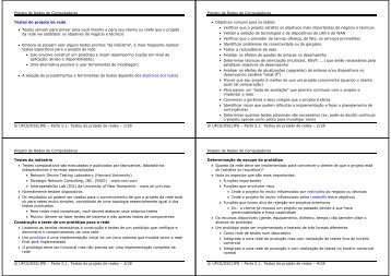 Testes do projeto de redes - Departamento de Sistemas e ...