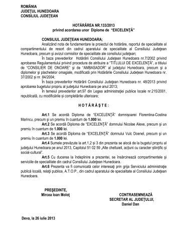 Arhiva Iulie 2013 - Consiliul Judetean Hunedoara