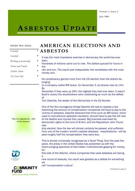 Newsletter - July 2004 - Clydebank Asbestos Group
