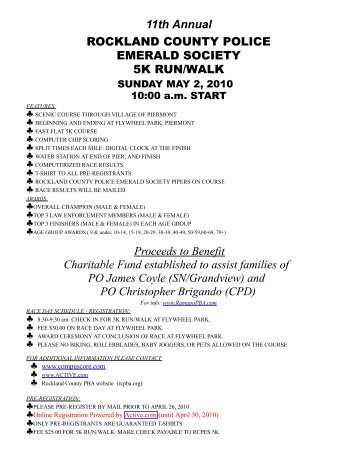 11th Annual Rockland County Police Emerald Society 5K Run/Walk