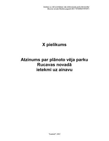 X pielikums Atzinums par plānoto vēja parku ... - eiroprojekts.lv