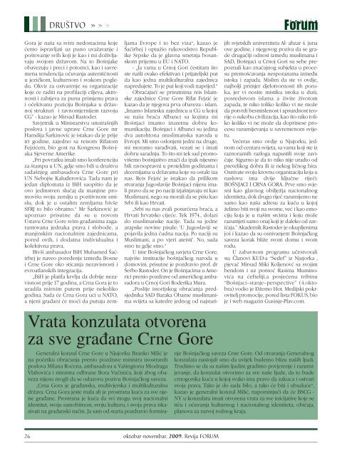 Oktobar - novembar, 2009. go di ne Broj 12 www.forumbosnjaka.com ...