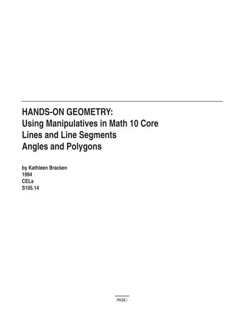 Hands-On Geometry