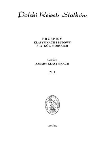 CzÄÅÄ I â Zasady klasyfikacji â 2011 - PRS