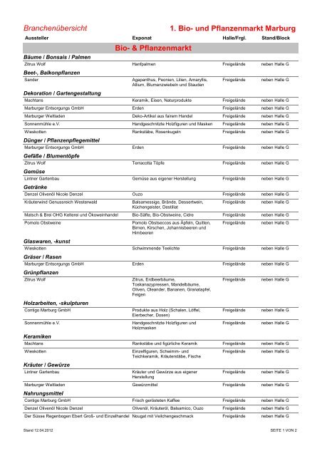 1. Bio- und Pflanzenmarkt Marburg ... - Messe Marburg