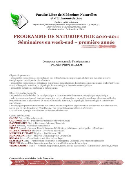 PROGRAMME DE NATUROPATHIE 2010-2011 SÃ©minaires en ...