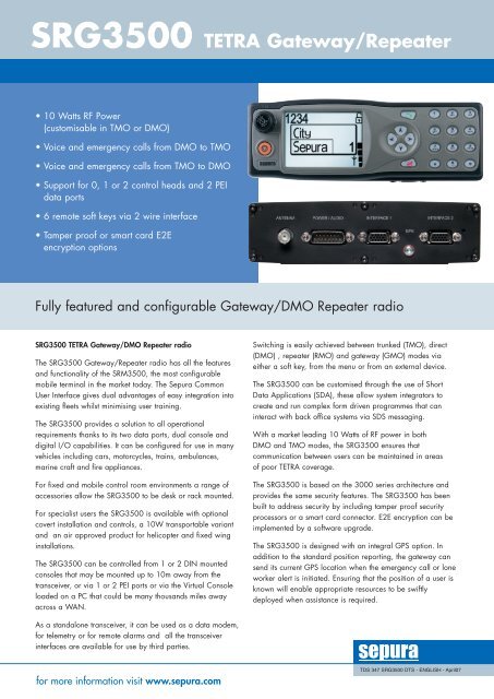 SRG3500 TETRA Gateway/Repeater