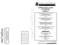 Youth Schedule Shawl Anderson Dance Center