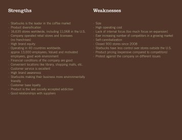 View Starbuck's SWOT chart