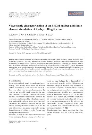 Viscoelastic characterization of an EPDM rubber and finite element ...