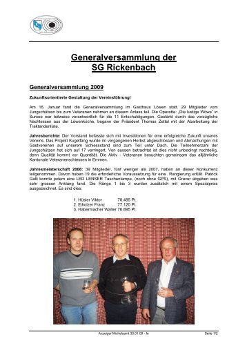 Generalversammlung der SG Rickenbach