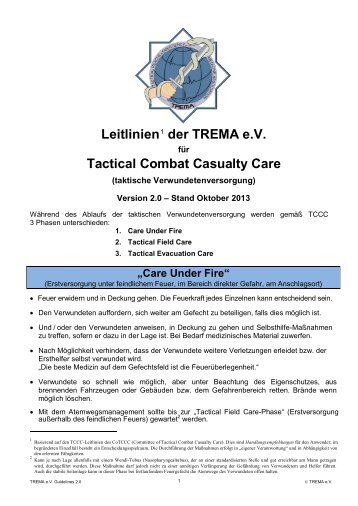 TREMA e.V. â€“ Guidelines fuer TCCC 2.0
