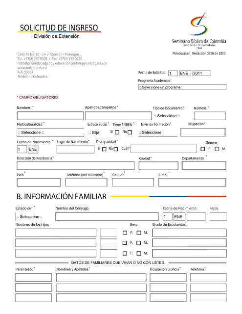 Formulario de Inscripciones FUSBC