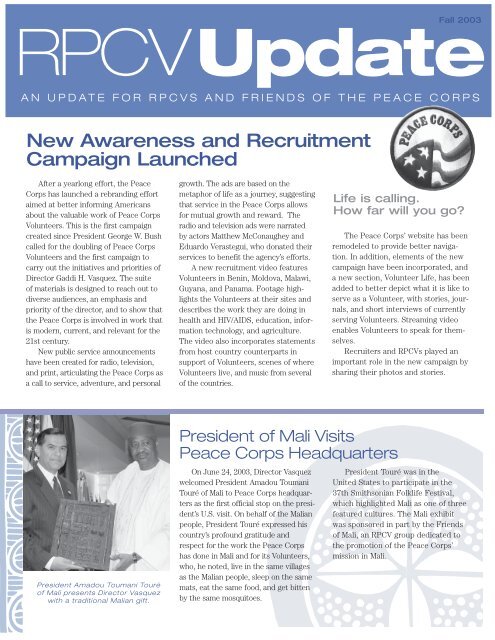 Peace Corps publishes Fall 2003 Update Magazine for Returned ...