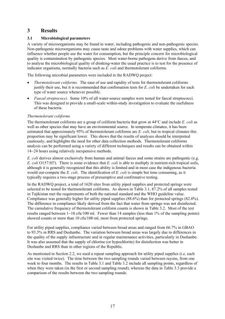 rapid assessment of drinking-water quality in the republic of tajikistan