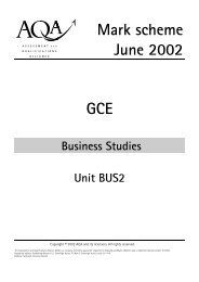 Mark scheme June 2002 GCE Business Studies Unit BUS2