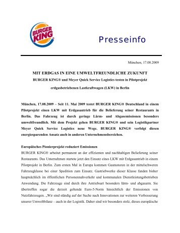 Presseinfo - Burger King