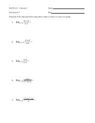 MATH 161 – Calculus I Names Lab Activity 3 Date Find each of the ...